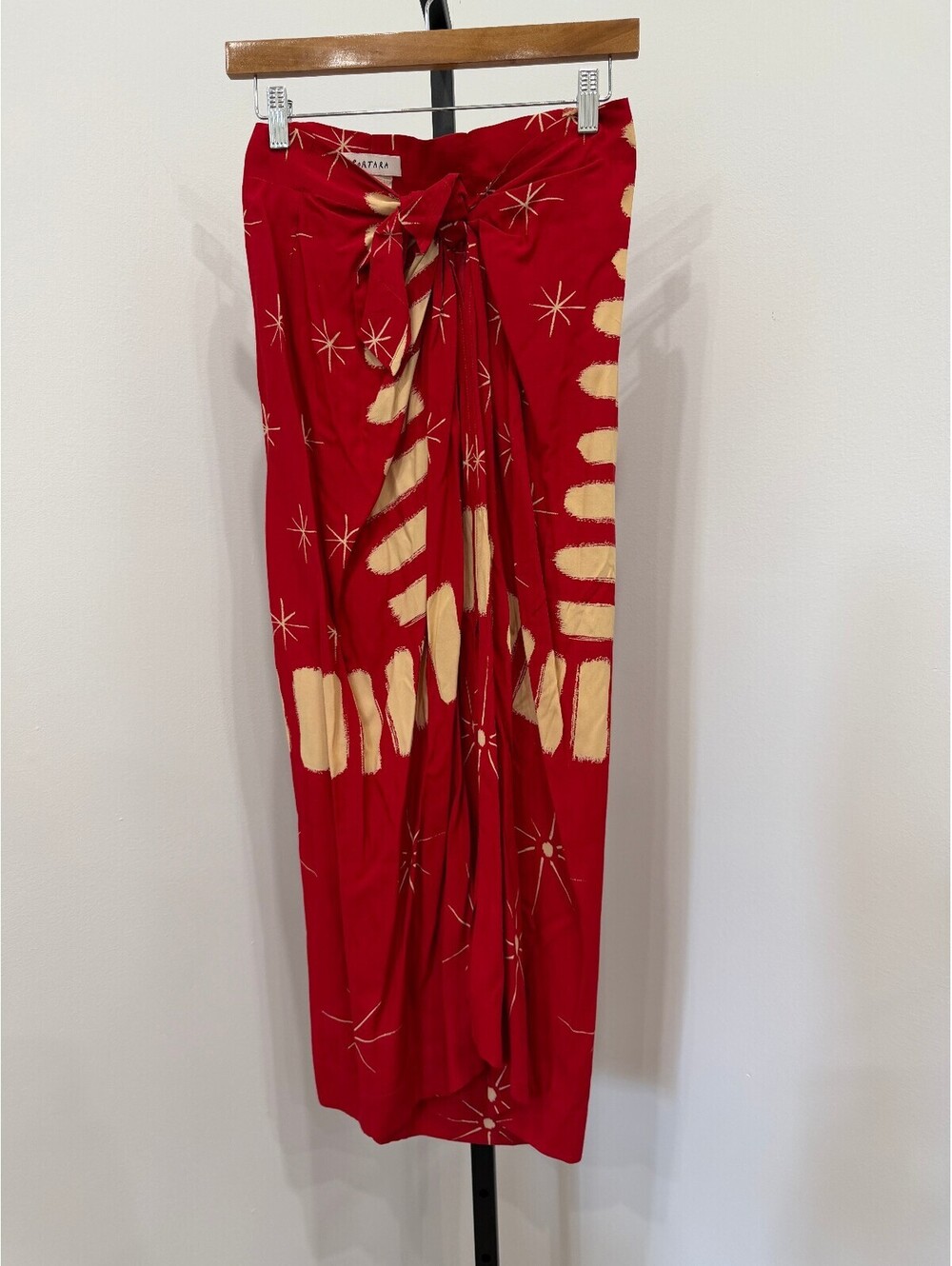 Portara Red and Cream Vintage Wrap Skirt Office Siren
